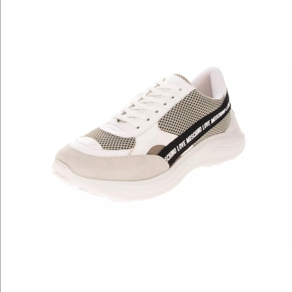 LOVE MOSCHINO Mesh Sneakers Heart Patch Chunky Sole - Picture 3 of 12